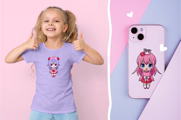 Set of 19 Chibi Girls Vector Clipart