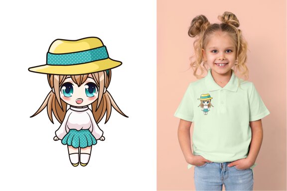 Set of 19 Chibi Girls Vector Clipart