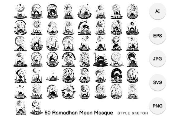 Ramadhan Moon Mosque Element Icon Black