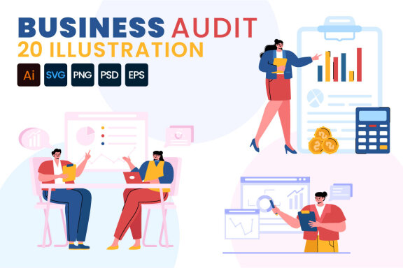 20 Business Audit Documents Illustration
