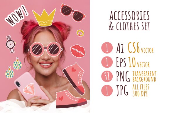 31 Clothing and Accessories Clipart Set