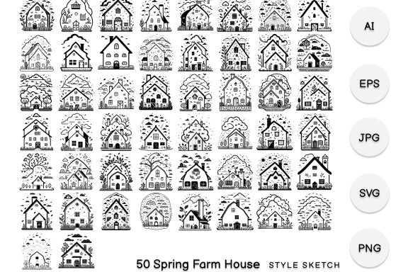 Spring Farm House Element Icon Black