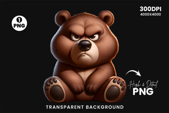 Funny Grumpy Bear Clipart PNG | Sublimation Clipart PNG