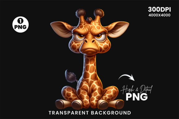 Funny Grumpy Giraffe Clipart PNG | Sublimation Clipart PNG