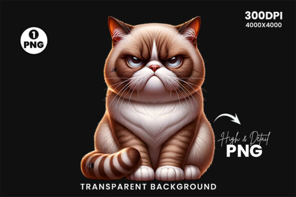 Funny Grumpy Cat Clipart PNG | Sublimation Clipart Design