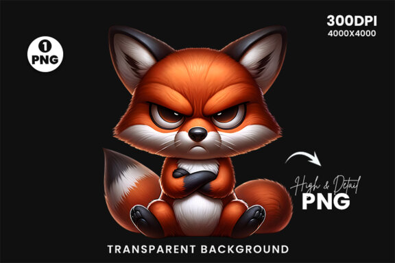 Funny Grumpy Fox Clipart PNG | Sublimation Clipart Design
