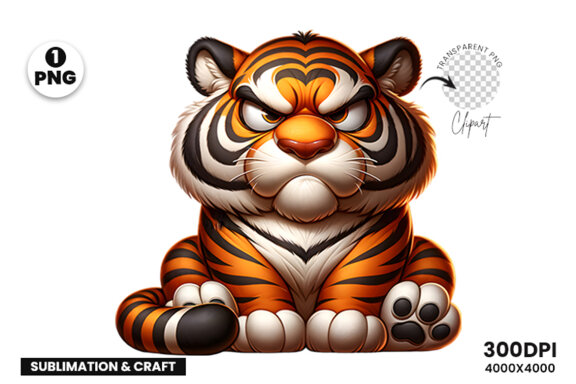Funny Grumpy Tiger Clipart PNG | Sublimation Clipart Design