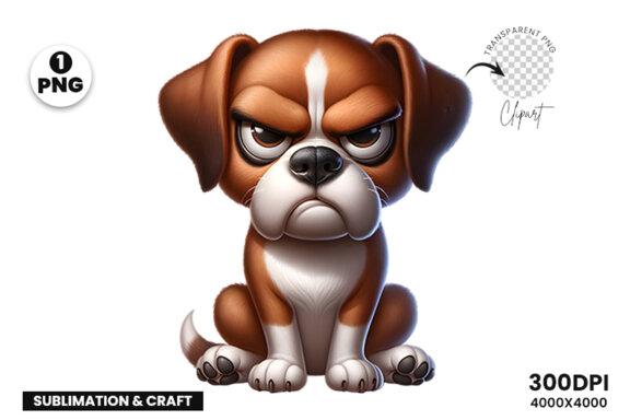 Funny Grumpy Dog Clipart PNG | Sublimation Clipart Design