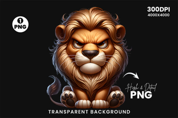 Funny Grumpy Lion Clipart PNG | Sublimation Clipart Design