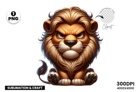 Funny Grumpy Lion Clipart PNG | Sublimation Clipart Design