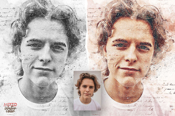 Mixed Watercolor Photoshop Action