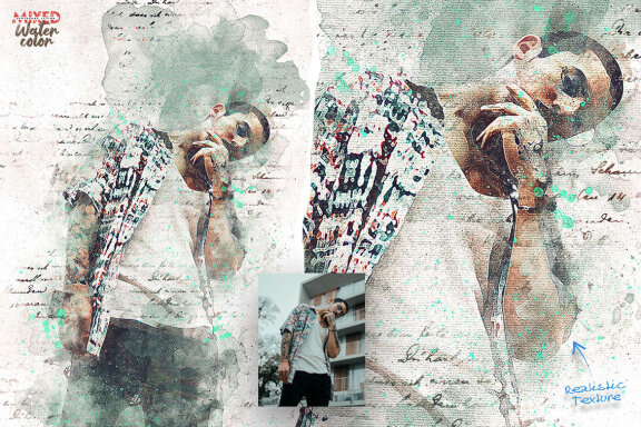 Mixed Watercolor Photoshop Action