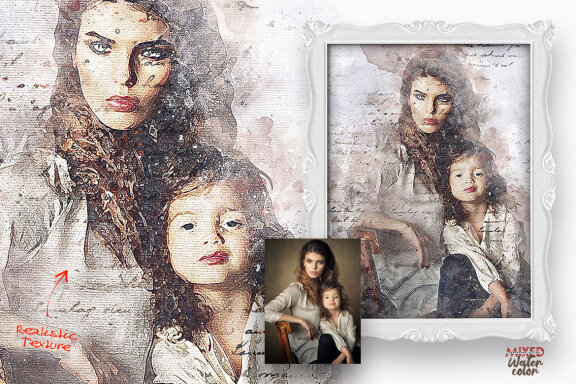 Mixed Watercolor Photoshop Action