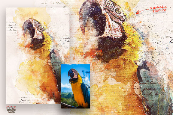 Mixed Watercolor Photoshop Action