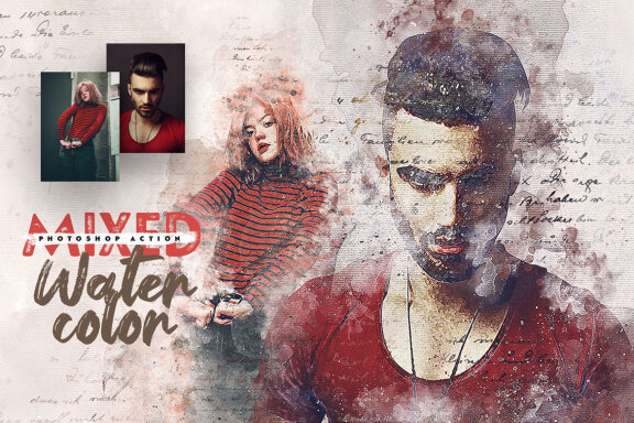 Mixed Watercolor Photoshop Action