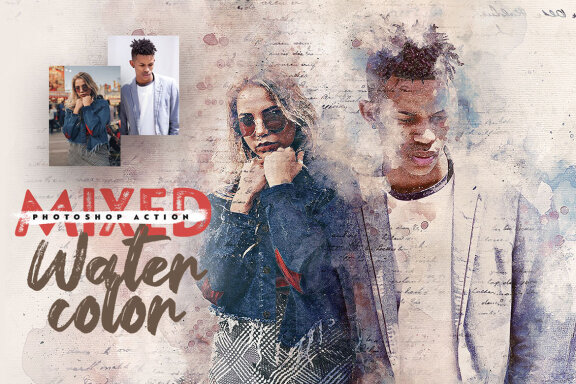 Mixed Watercolor Photoshop Action