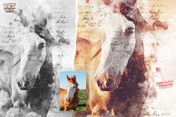 Mixed Watercolor Photoshop Action