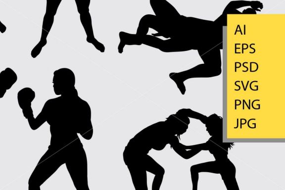 People fighting silhouette