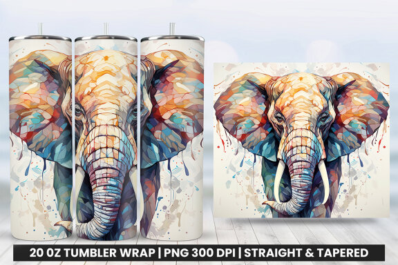 Aggressive Elephant Tumbler Wrap PNG| Tumbler Wrap Sublimation Bundle