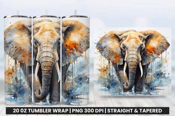 Aggressive Elephant Tumbler Wrap PNG| Tumbler Wrap Sublimation Bundle