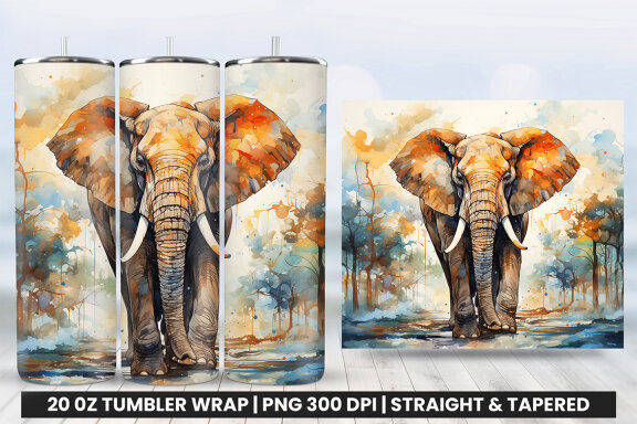 Aggressive Elephant Tumbler Wrap PNG| Tumbler Wrap Sublimation Bundle