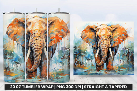 Aggressive Elephant Tumbler Wrap PNG| Tumbler Wrap Sublimation Bundle