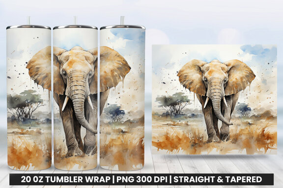 Aggressive Elephant Tumbler Wrap PNG| Tumbler Wrap Sublimation Bundle