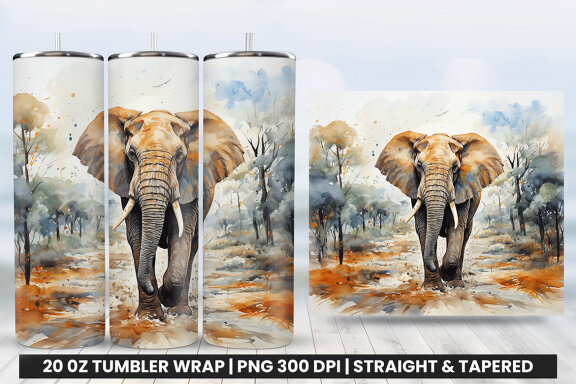 Aggressive Elephant Tumbler Wrap PNG| Tumbler Wrap Sublimation Bundle