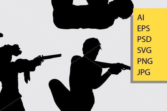 People with gun silhouette