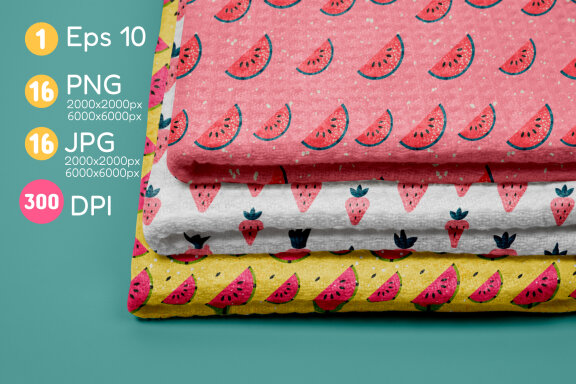 8 Geometric Fruit Seamless Patterns