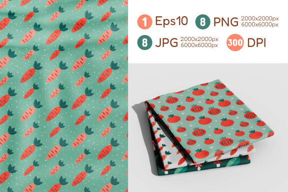 4 Geometric Vegetable Seamless Patterns
