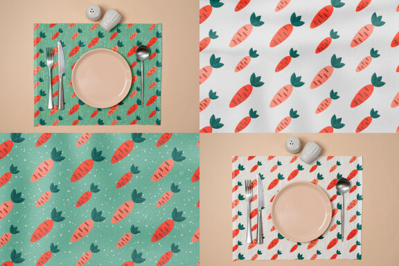 4 Geometric Vegetable Seamless Patterns