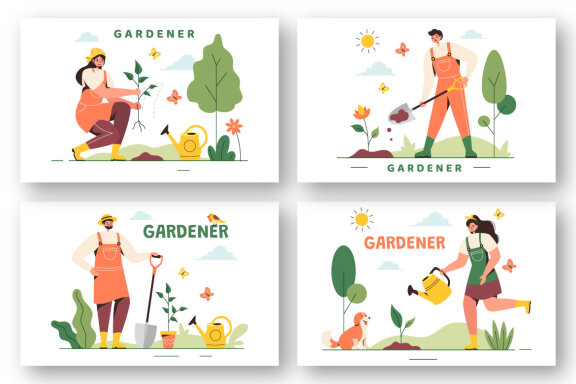 12 Summer Gardener Illustration