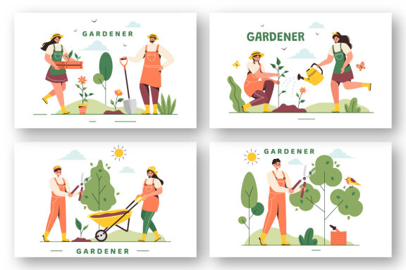 12 Summer Gardener Illustration
