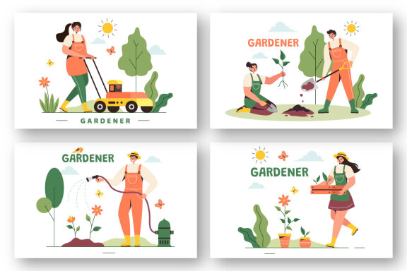 12 Summer Gardener Illustration