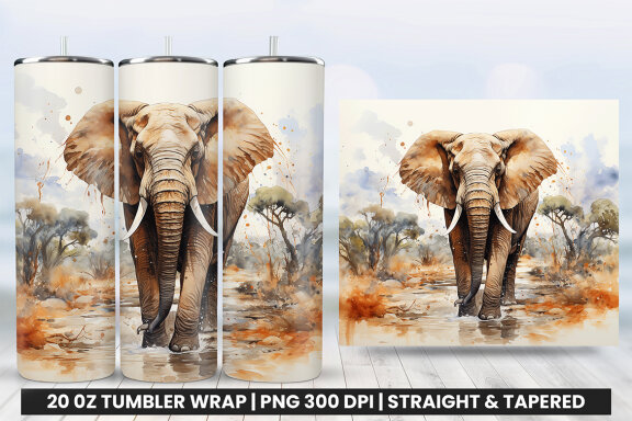 Aggressive Elephant Tumbler Wrap | Tumbler Wrap Sublimation