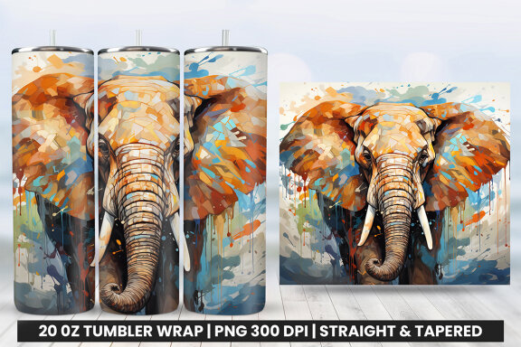 Aggressive Elephant Tumbler Wrap | Tumbler Wrap Sublimation