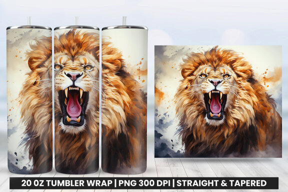 Aggressive King Lion Tumbler Wrap | Tumbler Wrap Sublimation
