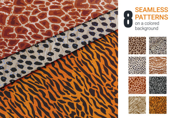 8 Wild Animal Seamless Patterns