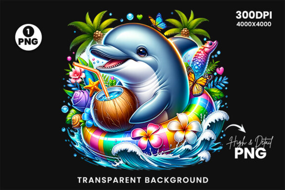 Summer Dolphin Sublimation Clipart PNG | Sublimation Clipart