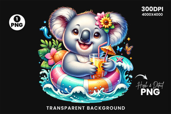 Summer Koala Sublimation Clipart PNG | Sublimation Clipart