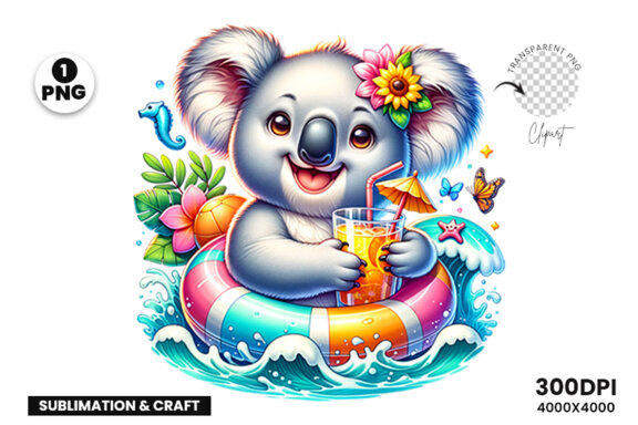 Summer Koala Sublimation Clipart PNG | Sublimation Clipart