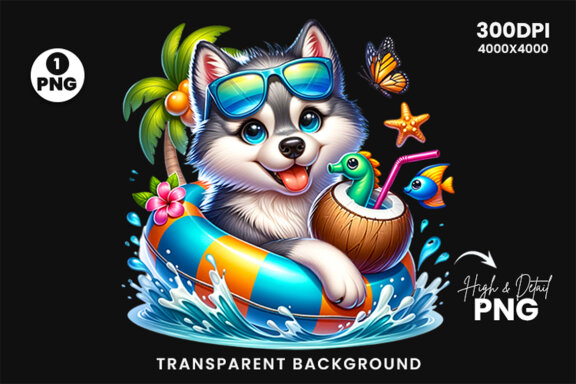Summer Wolf Sublimation Clipart PNG, Sublimation Clipart PNG
