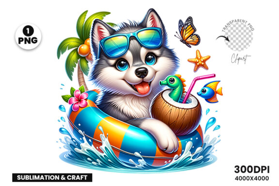 Summer Wolf Sublimation Clipart PNG, Sublimation Clipart PNG