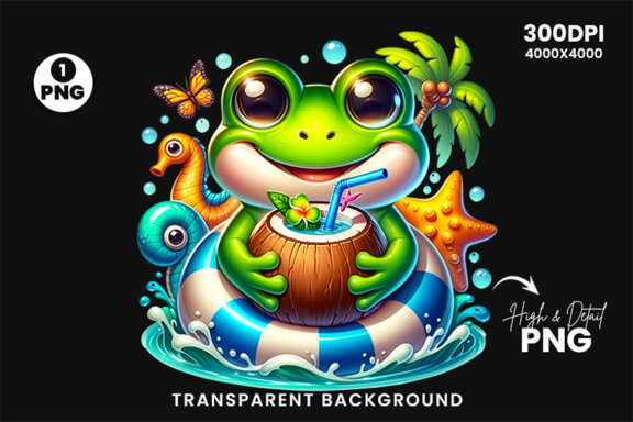 Summer Frog Sublimation Clipart PNG, Sublimation Clipart PNG