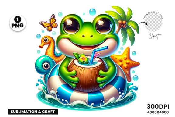 Summer Frog Sublimation Clipart PNG, Sublimation Clipart PNG
