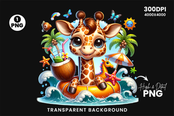 Summer Giraffe Sublimation Clipart PNG | Sublimation Clipart