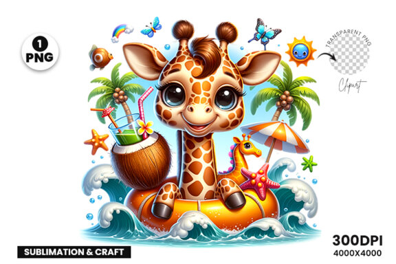 Summer Giraffe Sublimation Clipart PNG | Sublimation Clipart