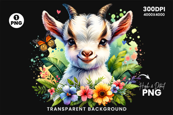 Watercolor Baby Farm Animal lamb Sublimation Clipart PNG