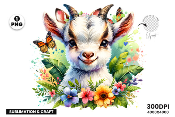 Watercolor Baby Farm Animal lamb Sublimation Clipart PNG